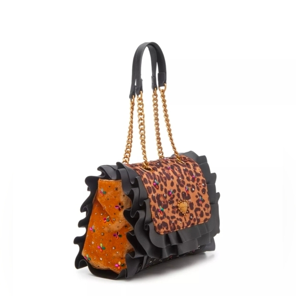 Betsey Johnson Leopard Ruffle Shoulder Bag - Picture 2 of 10